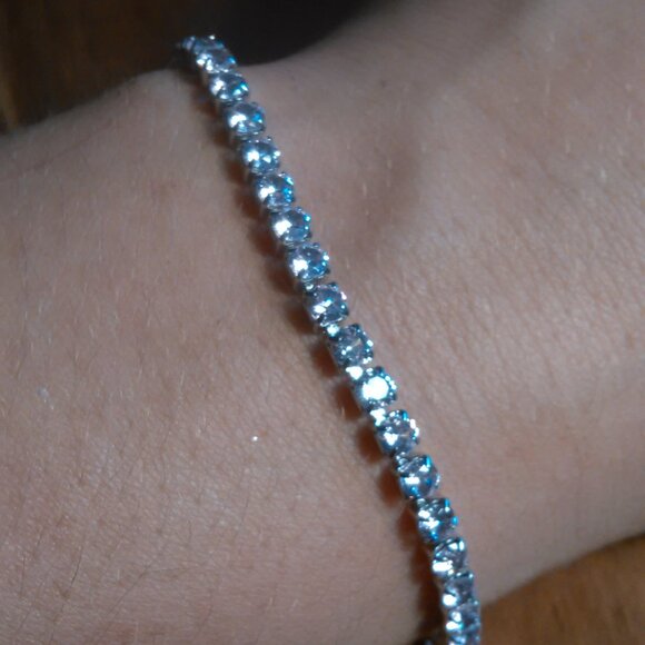 Pink Cubic Zirconia Stainless Steel Tennis Bracelet - Picture 9 of 14